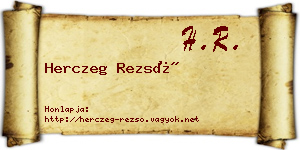 Herczeg Rezső névjegykártya